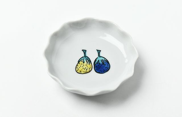 海野裕 15 色絵ナス輪花小皿 ｜ 暮らしのうつわ花田 和食器 通販