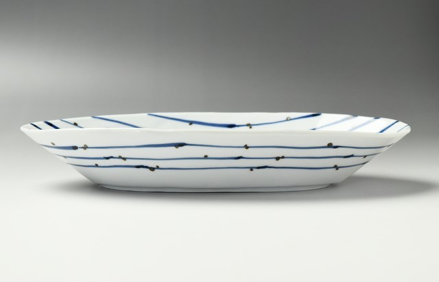 長谷川由香 線に点紋楕円大鉢 作家｜和食器 通販 暮らしのうつわ 花田