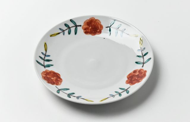 重田 良古 赤絵花柄6寸皿 ｜ 暮らしのうつわ花田 和食器 通販