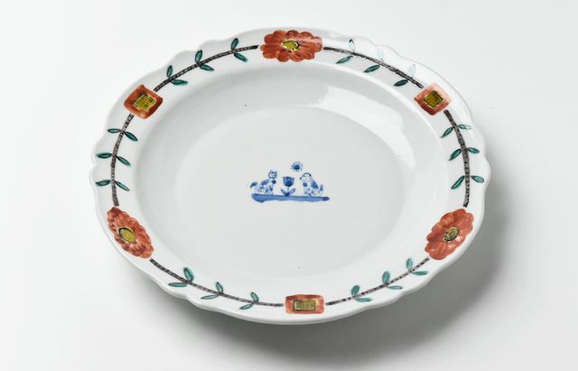 重田 良古 色絵花柄8寸リム皿 ｜ 暮らしのうつわ花田 和食器 通販