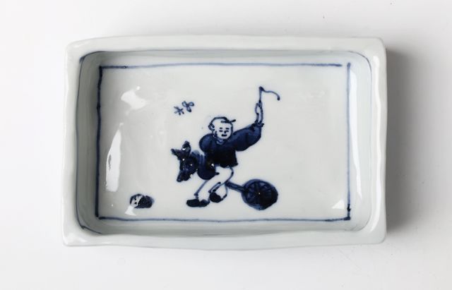 浦陽子 32D 染付長方小皿 唐子 ｜ 暮らしのうつわ花田 和食器 通販