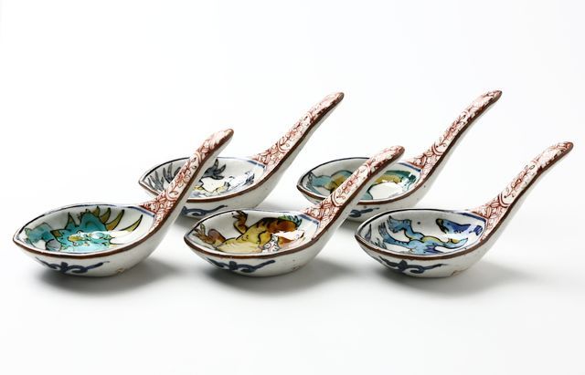 松浦コータロー 3 色絵恐竜文レンゲ小付（5客組） ｜ 暮らしのうつわ