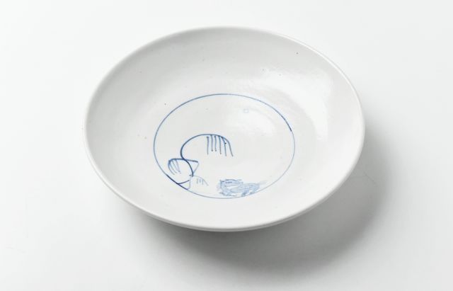 水垣千悦 93 染付5寸皿 馬と柳 ｜ 暮らしのうつわ花田 和食器 通販