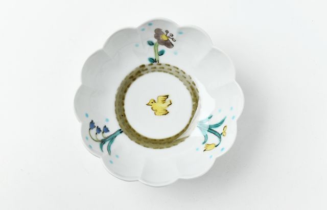中町いずみ 輪花小鉢 雨粒花鳥 ｜ 暮らしのうつわ花田 和食器 通販