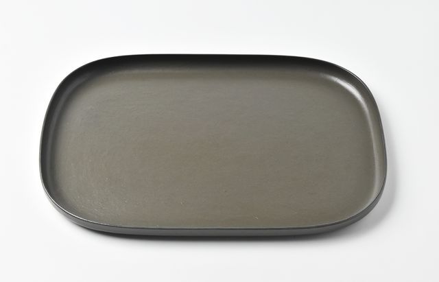 ふじい製作所 139 漆と和紙 丸角皿 大 グレー ｜ 暮らしのうつわ
