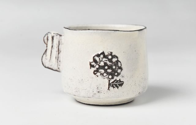 矢島操 37G 粉引はりつけ文絵がわりカップ ｜ 暮らしのうつわ花田 和