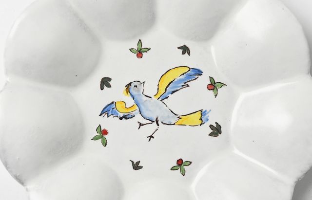 安部太一 1B 白釉色絵輪花皿九弁【202605】 ｜ 暮らしのうつわ花田 和