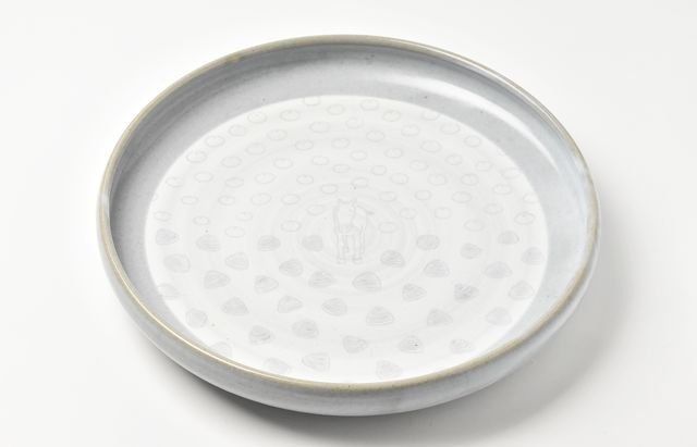 松本優樹 4 もみ灰釉尺皿（絵） ｜ 暮らしのうつわ花田 和食器 通販