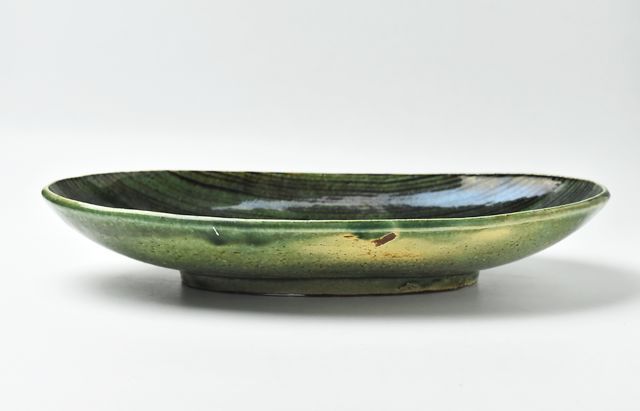 鈴木重孝 9 織部釉線文長楕円大鉢 ｜ 暮らしのうつわ花田 和食器 通販