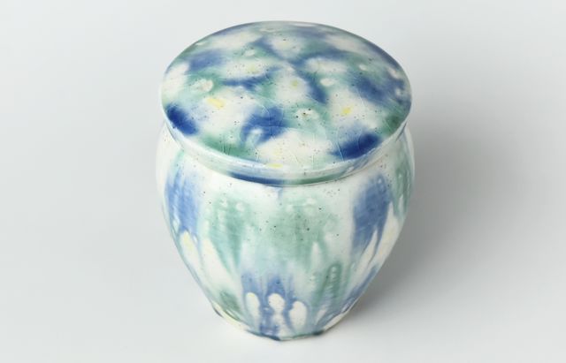 鈴木重孝 8 三彩流し釉蓋付壺（中） ｜ 暮らしのうつわ花田 和食器 通販