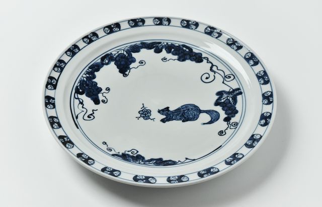 北野敏一（犀ノ音窯） リスにぶどう図平皿 ｜ 暮らしのうつわ花田 和