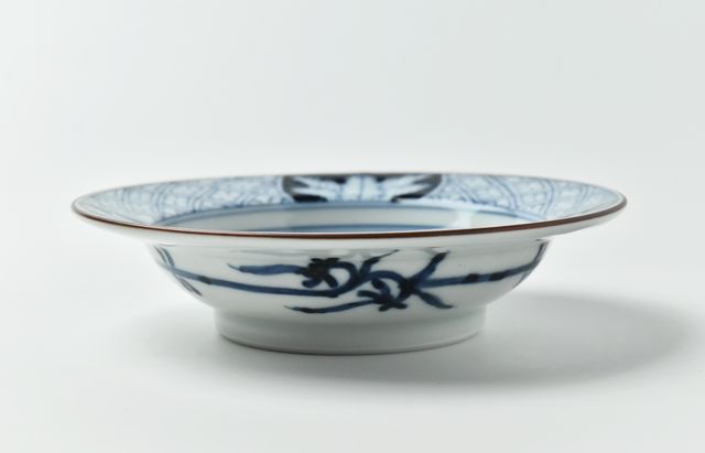 山水 海 染付 5枚組 箱入り 窯傷 歪み 中皿 8bf3abda1995ab5fd8defcc7365d51