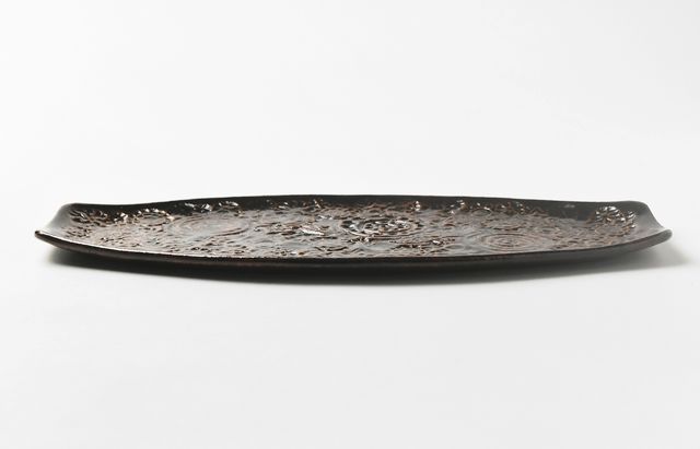 杉本寿樹 9 飴釉舟形印花皿 ｜ 暮らしのうつわ花田 和食器 通販