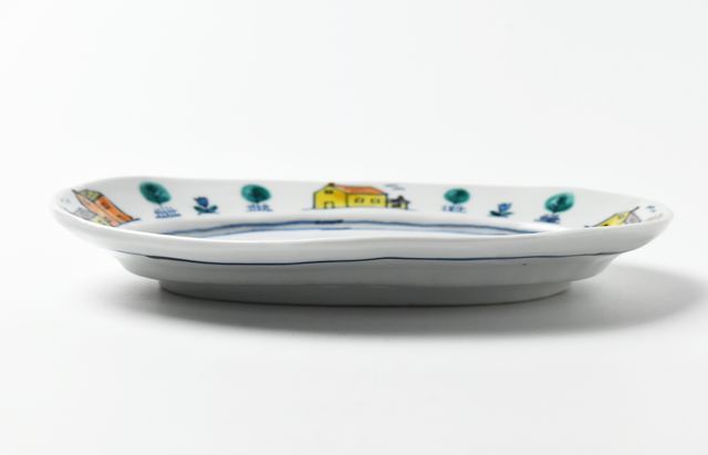 重田 良古 色絵楕円皿 家柄 ｜ 暮らしのうつわ花田 和食器 通販
