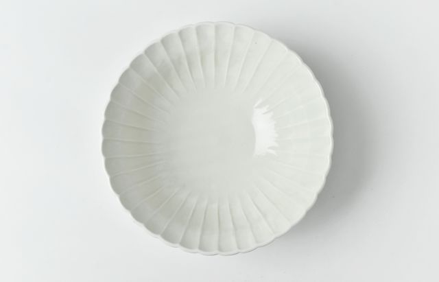 希少品】樋口一星 白磁 牡丹 中鉢 6客 希少品】樋口一星 白磁 牡丹