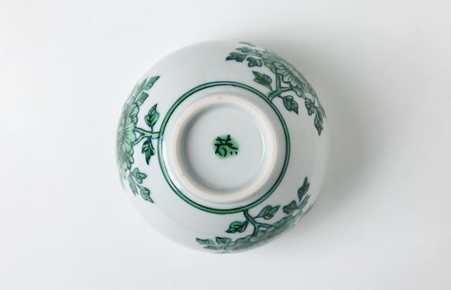 薄胎磁　薄胎碗　茶杯 多色花柄ドラゴン装飾ボウル 山本恭代 緑色カフェオレボウルB ｜ 暮らしのうつわ花田 和食器 通販