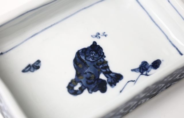 浦陽子 32B 染付長方小皿 虎 ｜ 暮らしのうつわ花田 和食器 通販