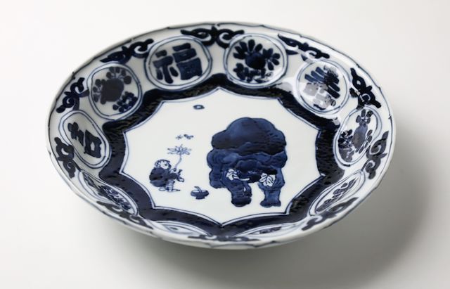 浦陽子 29 染付芙蓉手象図6.5寸皿B ｜ 暮らしのうつわ花田 和食器 通販