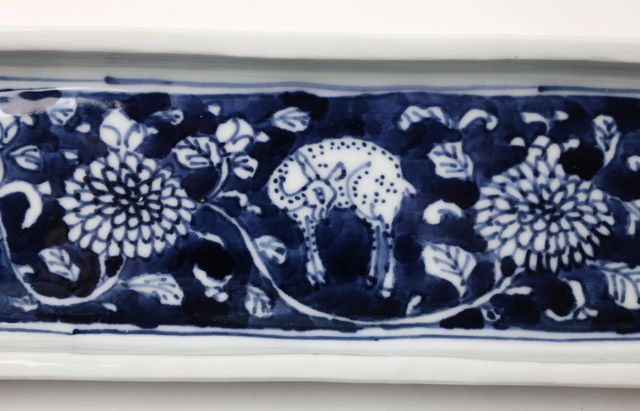 浦陽子 13 色絵鹿と菊長角皿 ｜ 暮らしのうつわ花田 和食器 通販