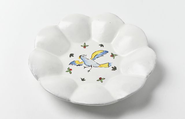 安部太一 1B 白釉色絵輪花皿九弁【202605】 ｜ 暮らしのうつわ花田 和