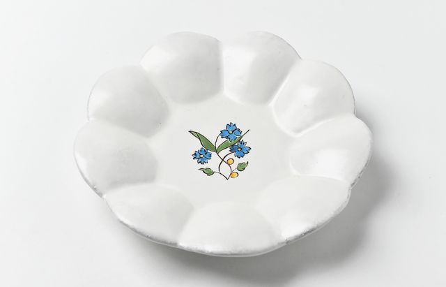 安部太一 1C 白釉色絵輪花皿九弁【202605】 ｜ 暮らしのうつわ花田 和