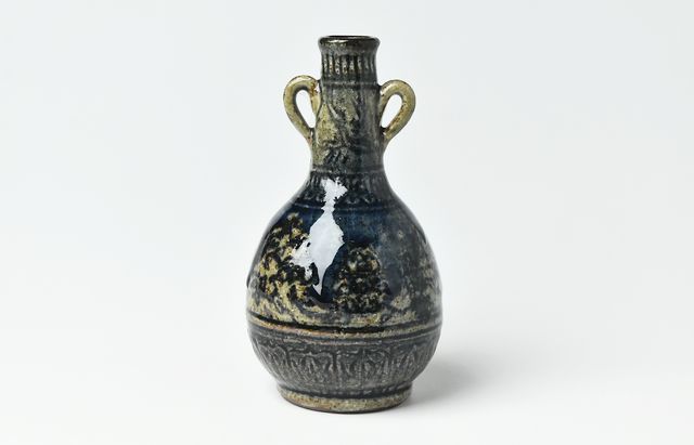 鶴亀意 花入 華洛音羽山窯 鶴亀意 花入 華洛音羽山窯