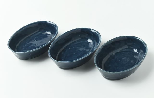 中尾万作 26 ルリ釉楕円小鉢 ｜ 暮らしのうつわ花田 和食器 通販