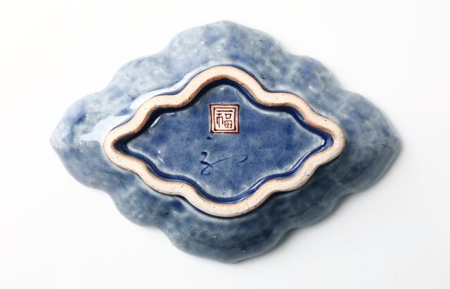 松浦コータロー 42 瑠璃色絵金彩初夢文菱形稜花向付（一富士二鷹三茄子