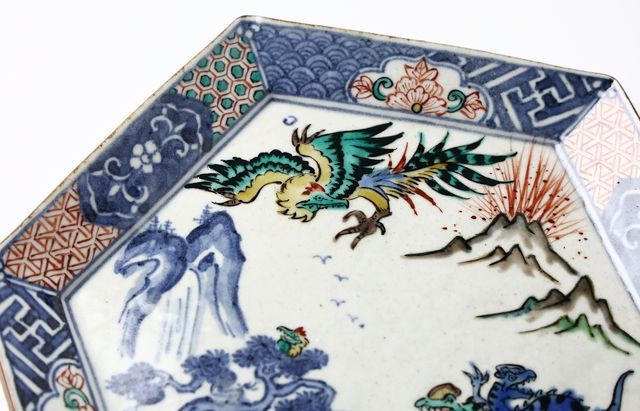 松浦コータロー 22 色絵祥瑞恐竜文六角皿 ｜ 暮らしのうつわ花田 和