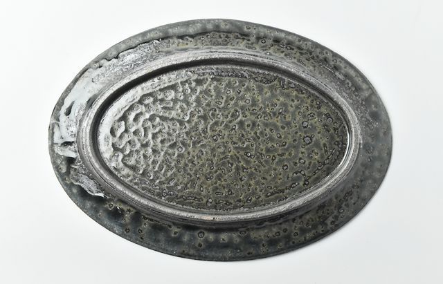 清岡幸道 オーバル 2客セット 清岡幸道 2 碧灰オーバルリム皿大 ｜ 暮らしのうつわ花田 和食器