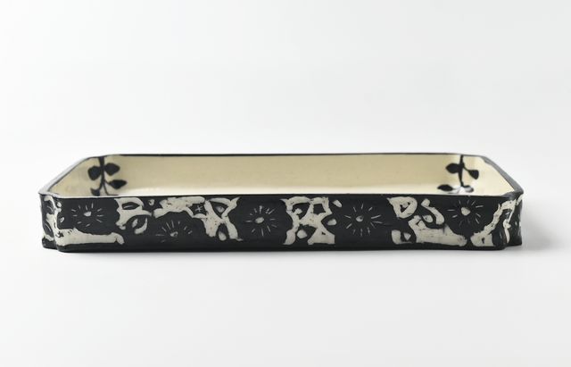 矢島操 30C カキオトシ花文角皿 ｜ 暮らしのうつわ花田 和食器 通販