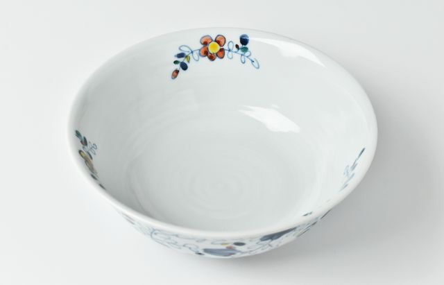九谷青窯 150 色絵染付葉文8寸反り深鉢 ｜ 暮らしのうつわ花田