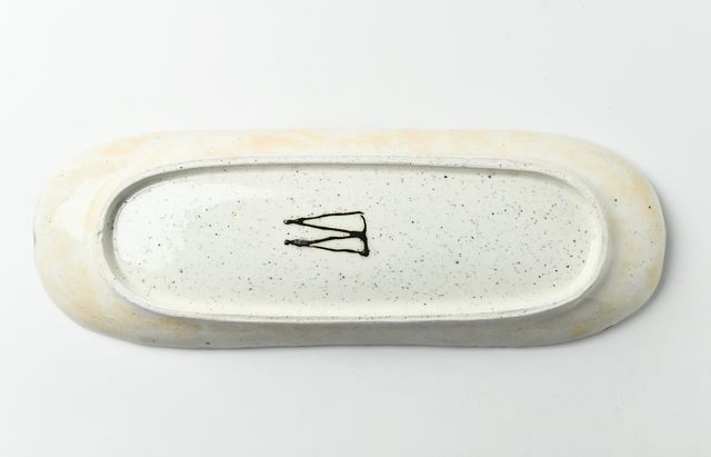 鈴木重孝 1 薄紅化粧織部釉縞文長楕円皿 ｜ 暮らしのうつわ花田 和食器