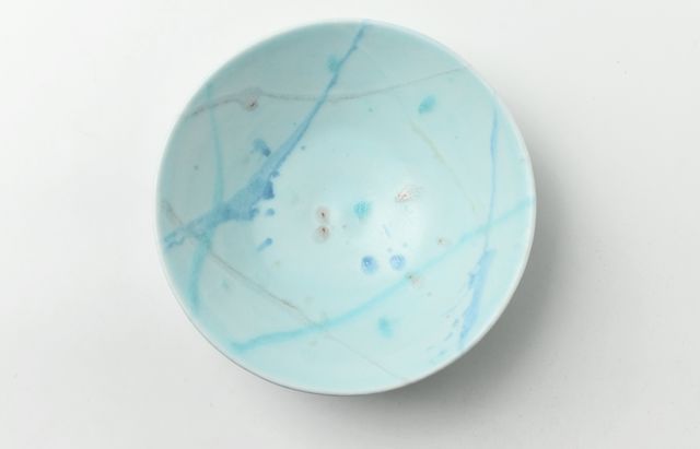 鈴木重孝 16 トルコペールブルー釉打ち水文6寸鉢 ｜ 暮らしのうつわ