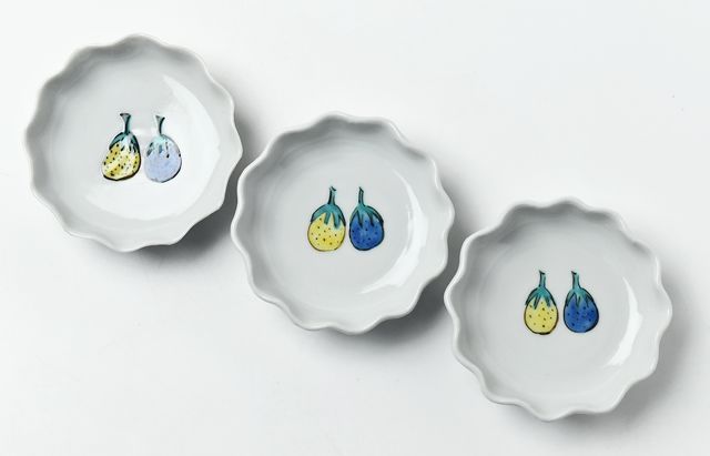 海野裕 15 色絵ナス輪花小皿 ｜ 暮らしのうつわ花田 和食器 通販
