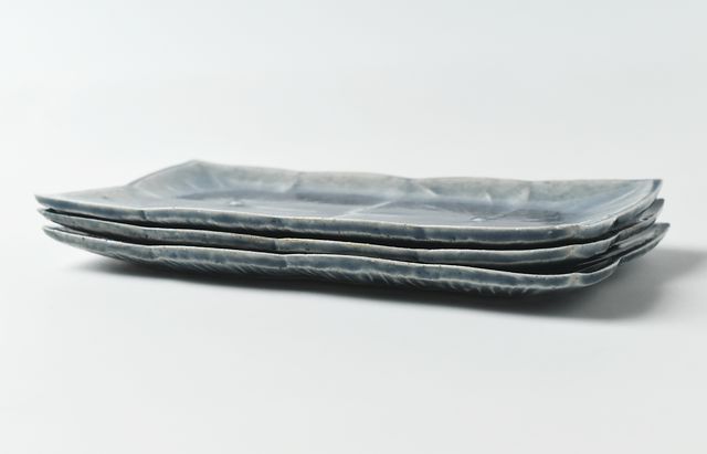 TH-M0693　河上恭一郎 　藍彩長手皿 　5枚セット　ブルー　小皿　長皿 雪ノ浦裕一 藍釉紫陽花文長方皿 ｜ 暮らしのうつわ花田 和食器 通販