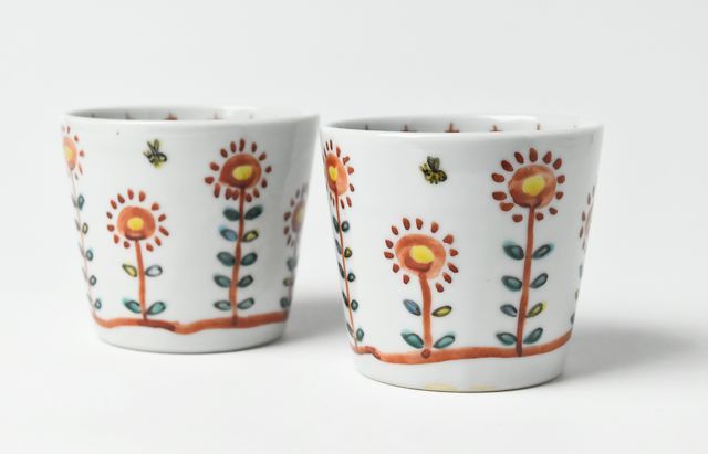 重田 良古 そば猪口 赤絵花文B ｜ 暮らしのうつわ花田 和食器 通販