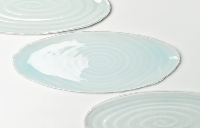 陶房独歩炎 44 青白磁楕円長皿（中） ｜ 暮らしのうつわ花田 和食器 通販