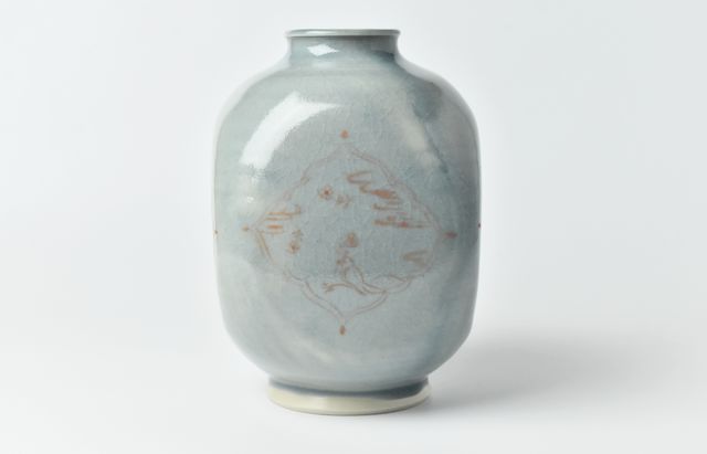 稲村真耶 渋蒼釉赤絵壺 ｜ 暮らしのうつわ花田 和食器 通販