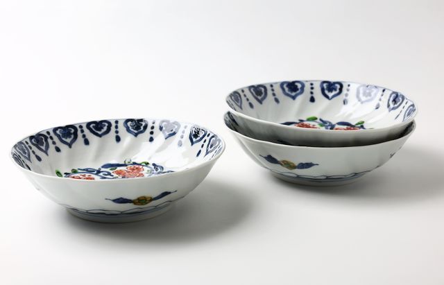 浦陽子 31A 色絵捻深皿 唐子牡丹 ｜ 暮らしのうつわ花田 和食器 通販