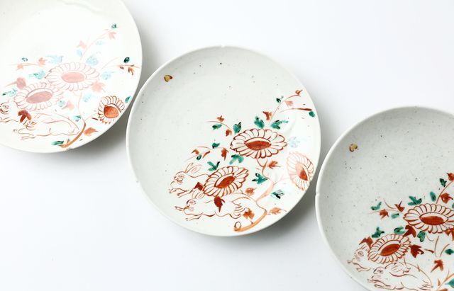 松浦ナオコ 4 赤絵花兎文5寸皿 ｜ 暮らしのうつわ花田 和食器 通販