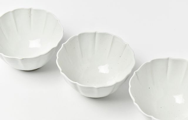 澤村 陶哉　御本手輪花 御本手切立　白掛釉　盃　3点 澤村 陶哉御本手輪花 御本手切立白掛釉盃3点