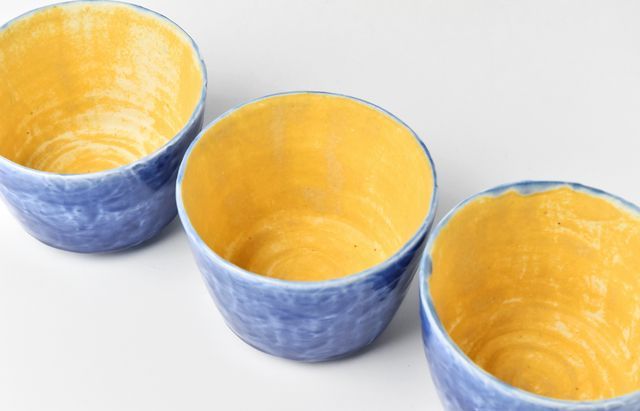 鈴木重孝 ルリ/黄瀬戸 掛分筒小鉢 ｜ 暮らしのうつわ花田 和食器