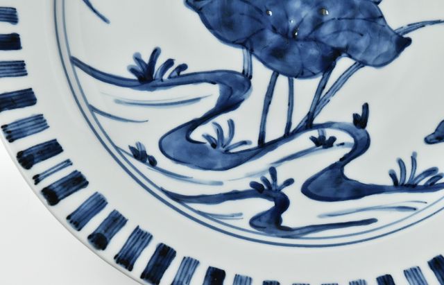 北野敏一（犀ノ音窯） 蓮池小鳥図大皿 ｜ 暮らしのうつわ花田 和食器 通販