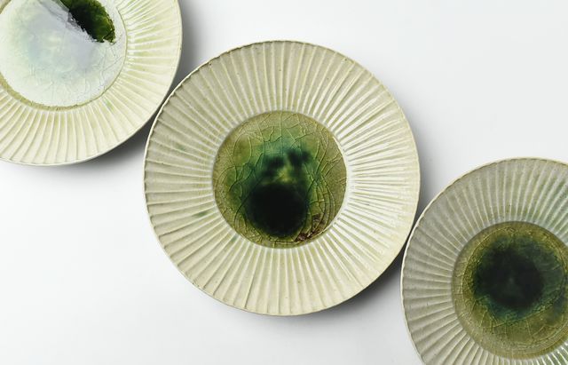 雪ノ浦裕一 緑釉線文皿 ｜ 暮らしのうつわ花田 和食器 通販