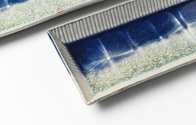 雪ノ浦裕一 9 藍釉掛分紫陽花文長皿 ｜ 暮らしのうつわ花田 和食器 通販