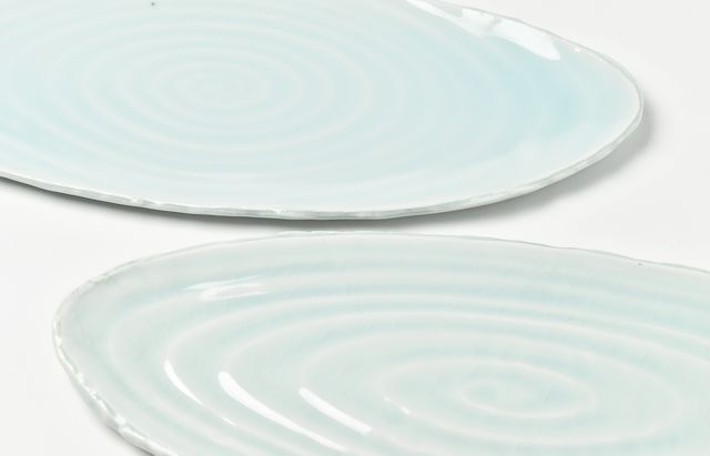 陶房独歩炎 44 青白磁楕円長皿（中） ｜ 暮らしのうつわ花田 和食器 通販
