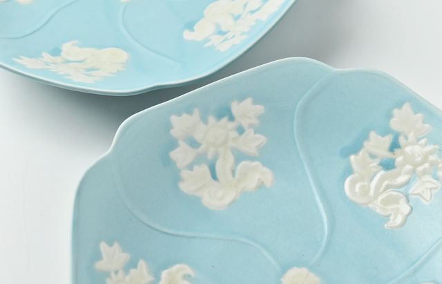 阿部春弥・みか ブルー掛分菊花文輪花皿 ｜ 暮らしのうつわ花田 和食器