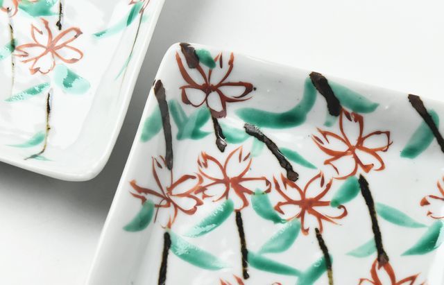 中尾万作 桜四方浅皿 ｜ 暮らしのうつわ花田 和食器 通販