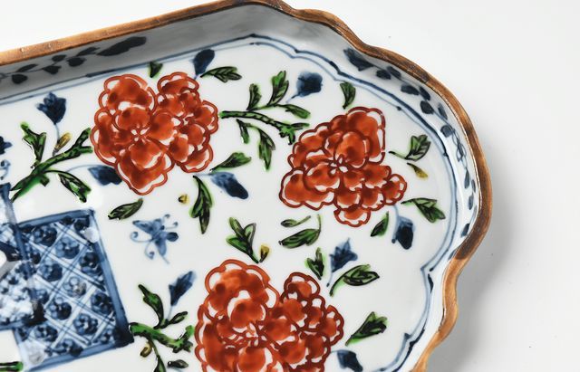 色絵　小皿　８枚 丸深皿 16cm Sサイズ 藍彩 クリーンコート加工 家庭用食洗機 乾燥機